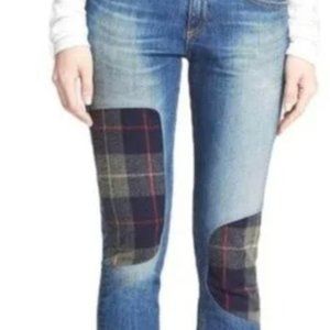 Rag & Bone The Dre Flannel Patch Jeans Sz: 25